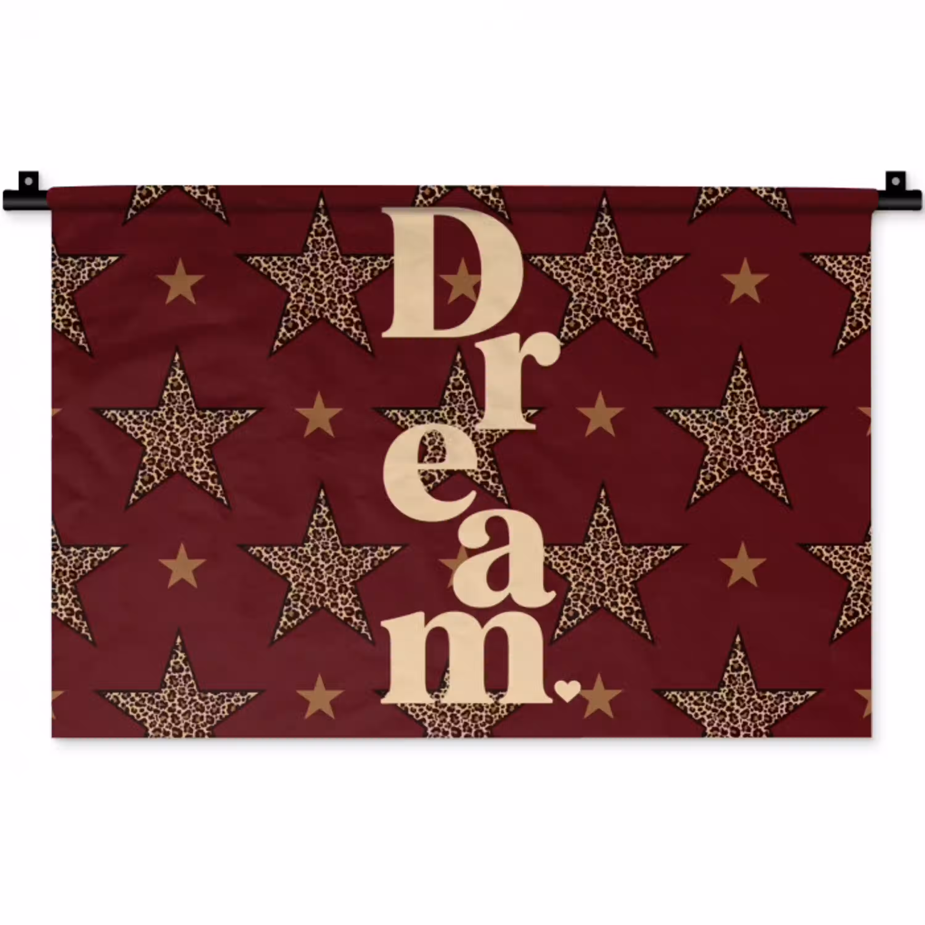 Sterren - Luipaardprint - Dream - Bordeaux Wandkleed katoen klein -zz3d