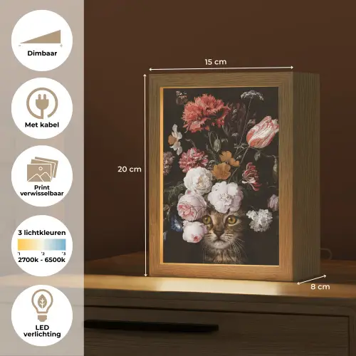 Stilleven met bloemen - Jan Davidsz de Heem - Kat Light Box met kabel (Wandlamp) klein -USP_websiteoverzichtNL