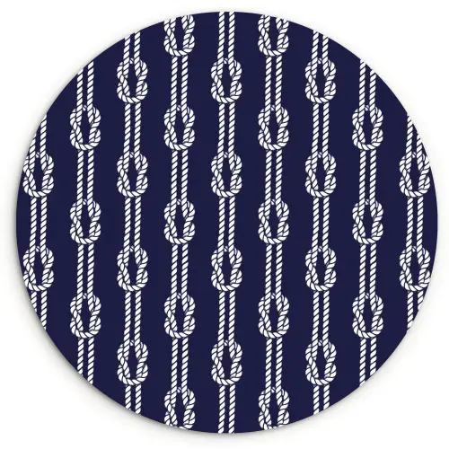 Oceaan - Touw - Blauw - Wit Wandcirkel kunststof plaat 5mm dik klein 188 -3d