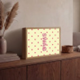 Swag - Roze - Stippen - Geel Light Box met batterij (Wandlamp) middel -sfeer2