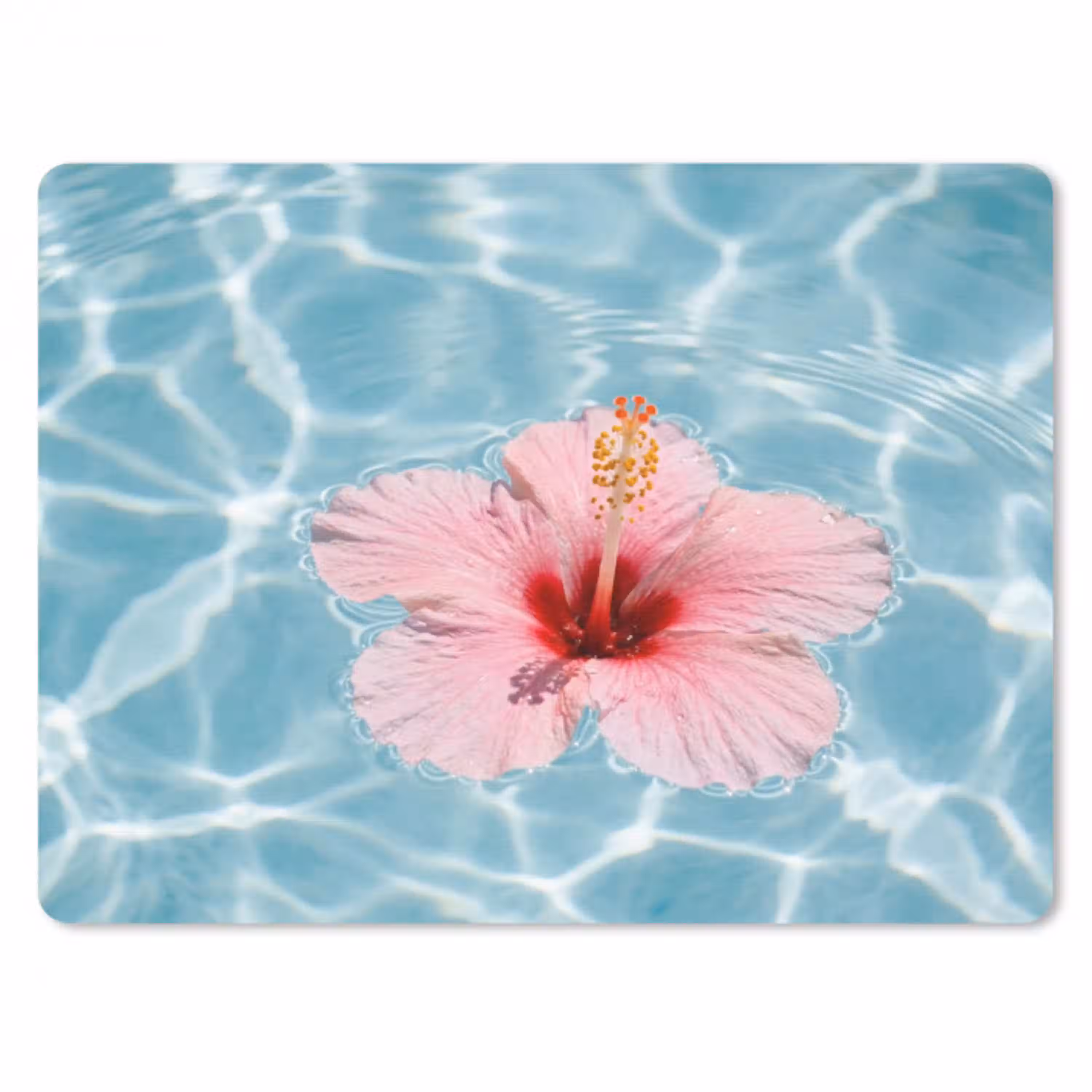 Hibiscus - Water - Roze muismat rubber klein -3d