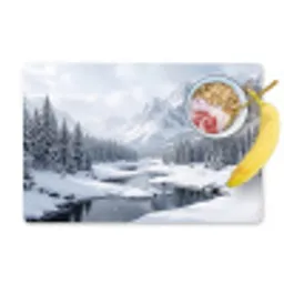Sneeuwlandschap - Bergen - Rivier - Winter Placemat vinyl groot -zzzproduct_Kitchenyeah-website