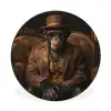Chimpansee - Stoel - Pak - Bruin Wandcirkel aluminium klein -3d