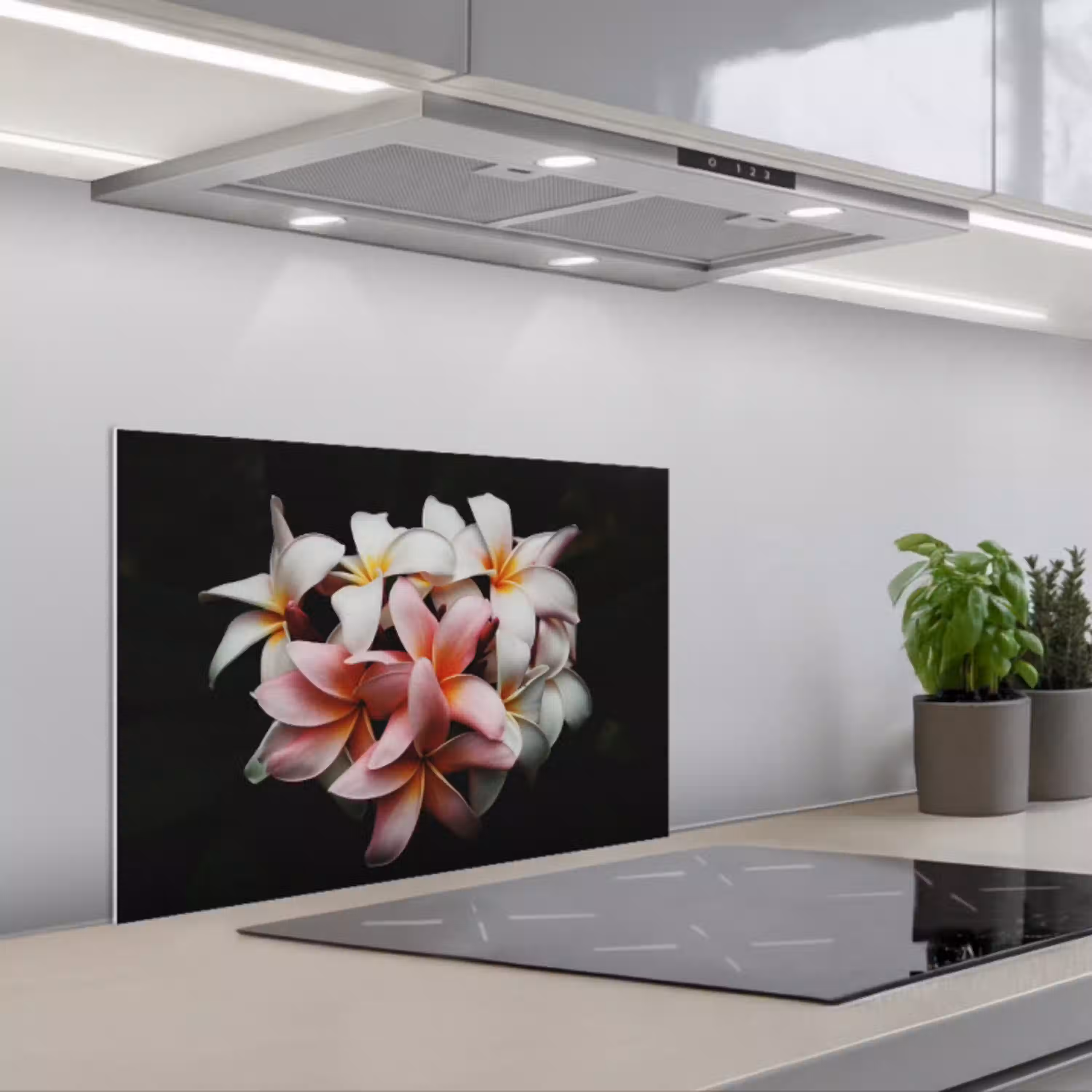 Bloemen - Roze - Zwart - Flora - Botanisch keuken achterwand spatscherm klein -3d_schuin