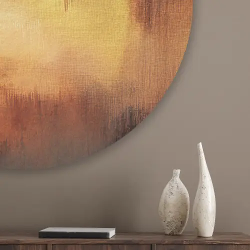 Abstract - Bruin - Modern - Herfst kleuren Akoestische PET Vilt - Rond klein -sfeer5_closeup