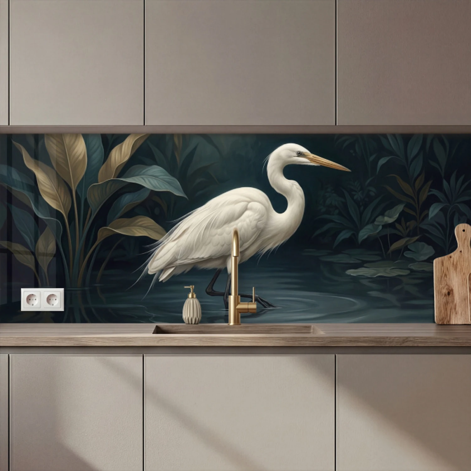 Reiger - Water - Natuur - Modern - Wit keuken achterwand 2 middel zz_3dshopping
