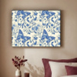 Vlinders - Bloemen - Blauw - Botanisch Textielframe zwart klein 947 -sfeer1
