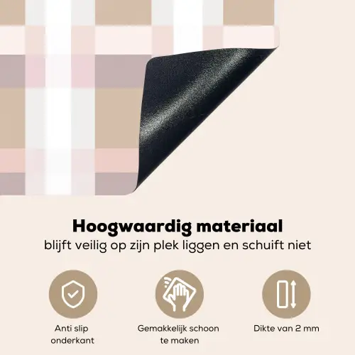 Ruitpatroon - Aardetinten - Minimalistisch Inductie beschemer met haakjes klein 777 -ky-onderkant-nl