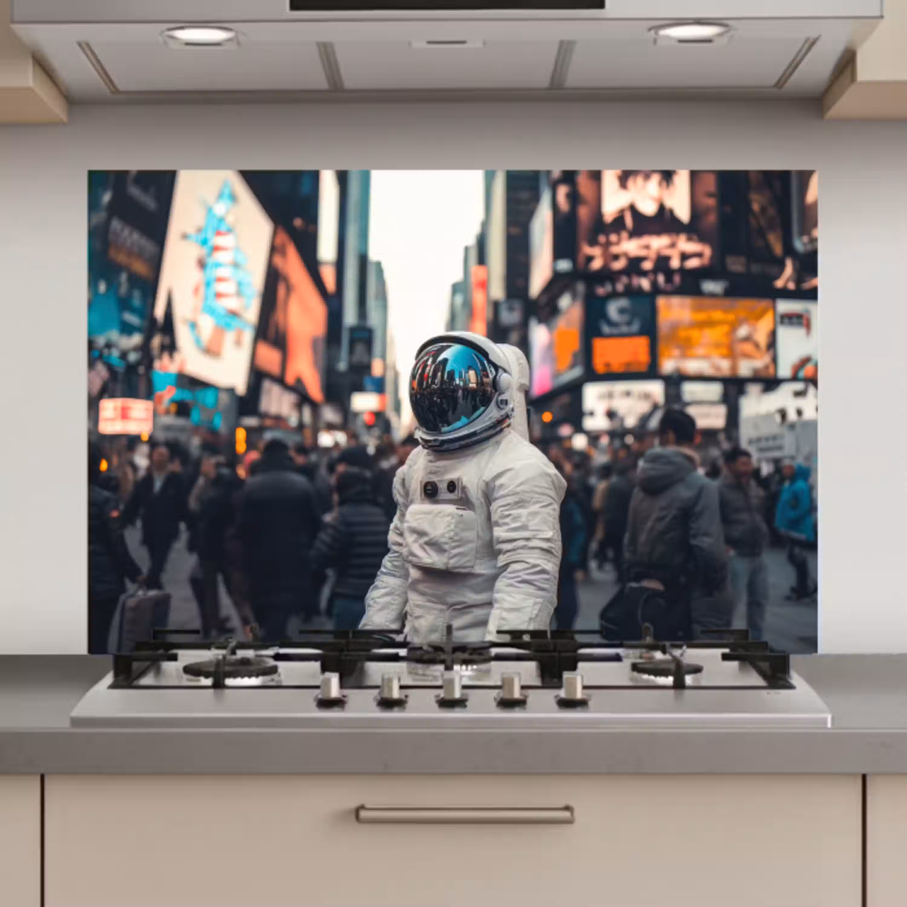 Stad - Mensen - Astronaut - Wit keuken achterwand spatscherm klein -3d_website