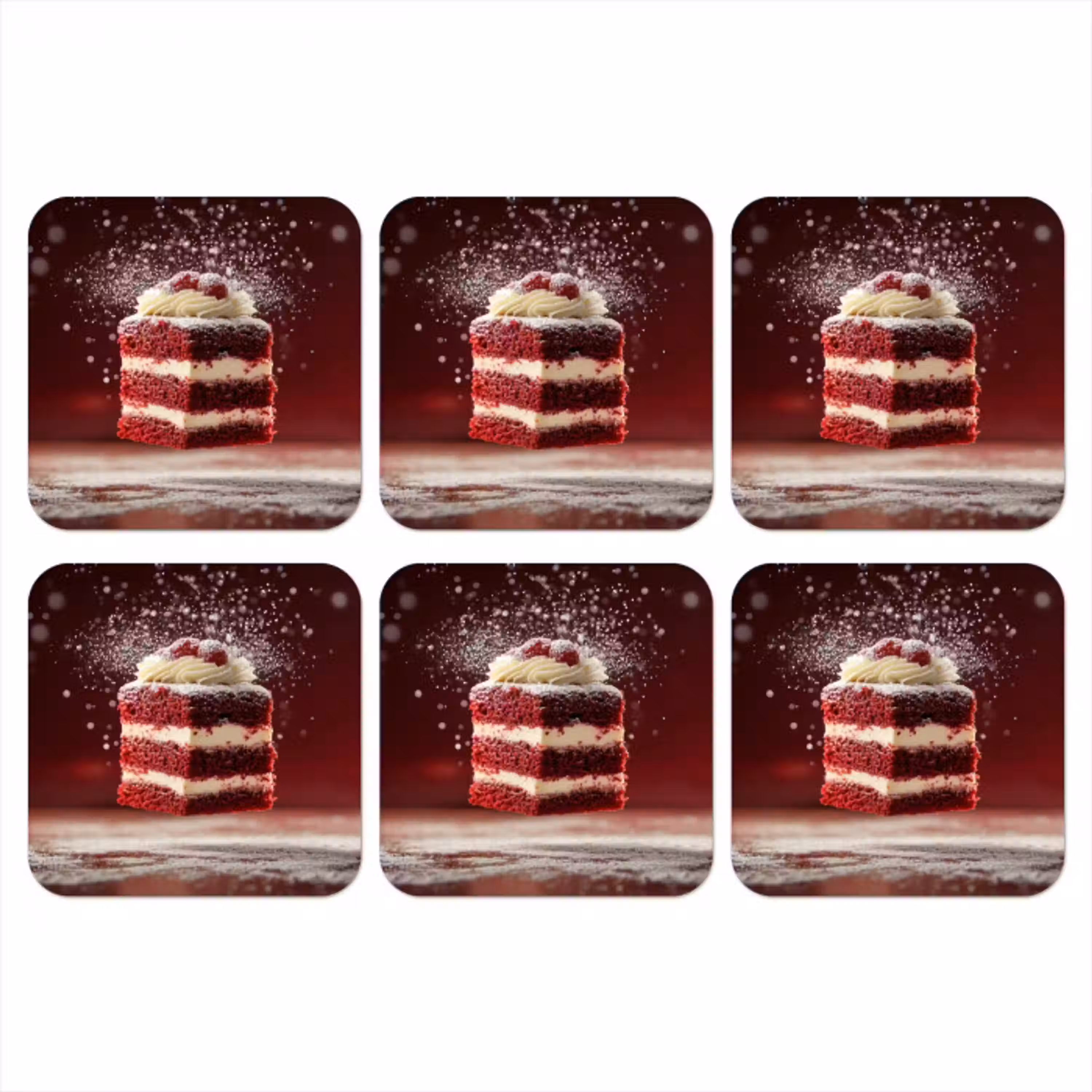 Rode - Velvet - Taart - Eten onderzetter kurk middel -3d