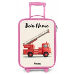 Brandweerwagen - Getekend - Rood Kinderkoffer - Roze klein -zz3dotto