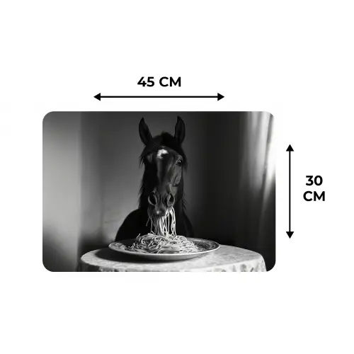 Paard - Bord - Pasta - Tafelkleed - Zwart Wit - Dieren Placemat vinyl groot -specs