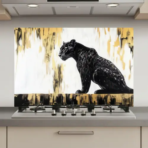 Panter - Zwart - Abstract - Goud keuken achterwand spatscherm klein -3d_website