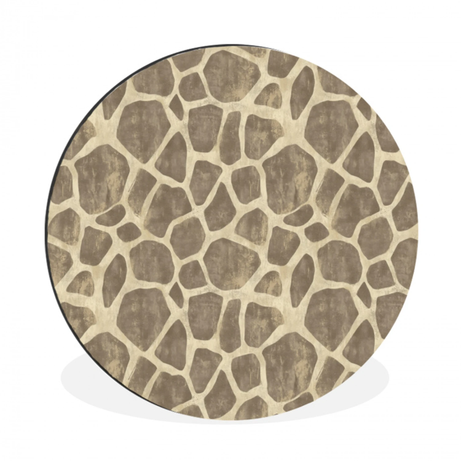 Giraf - Patroon - Beige - Bruin Wandcirkel aluminium klein 190 -3d