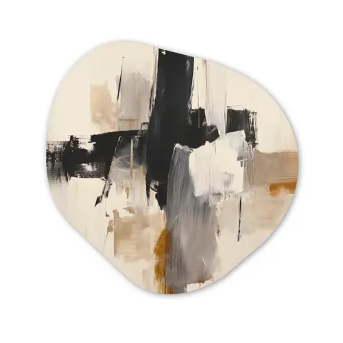 Penseelstreken - Ruw - Abstract - Beige Wandcirkel Organisch Forex 3mm klein -3d