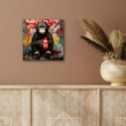 Aap - Graffiti - Dieren - Kunst - Flesje - Kleuren aluminium wit klein -sfeer4