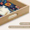 Kat - Bloemenpatroon - Blauw - Oranje Dienblad Rechthoek middel -USP_HandgreepNL