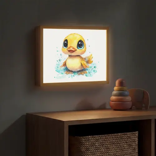 Eendje - Badeend - Geel Light Box met batterij (Wandlamp kind) middel -sfeer5_kind