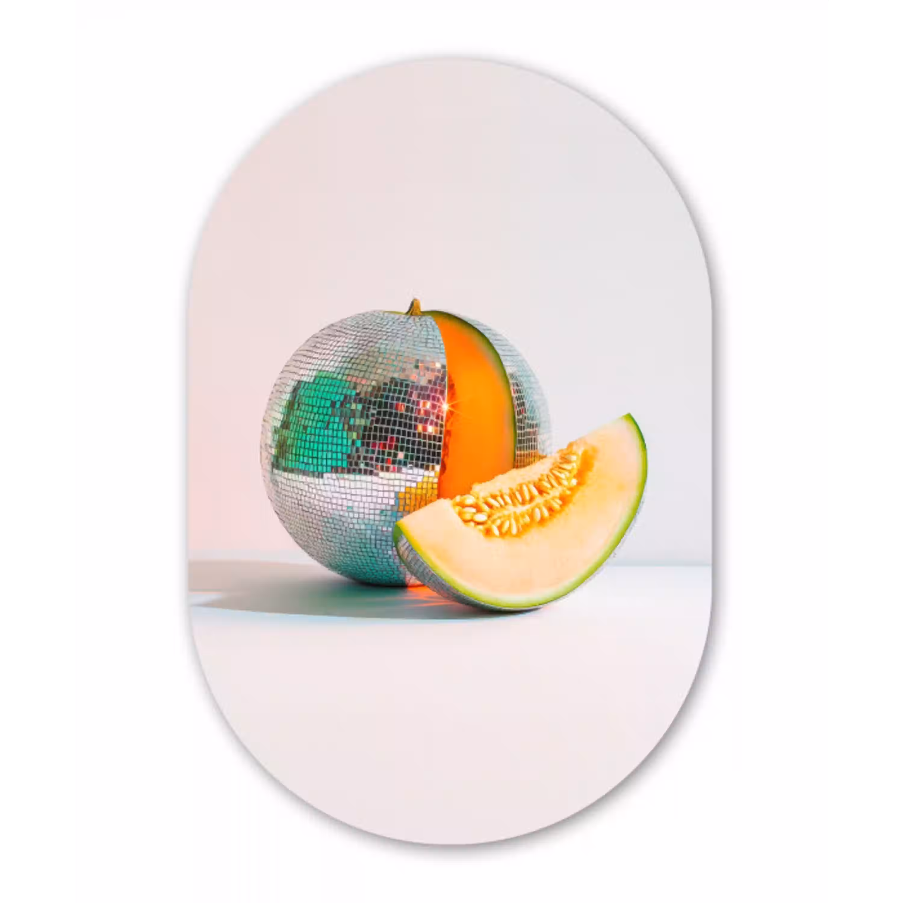 Disco - Discobal - Meloen - Pastel Wandcirkel Ovaal Glas middel -3d