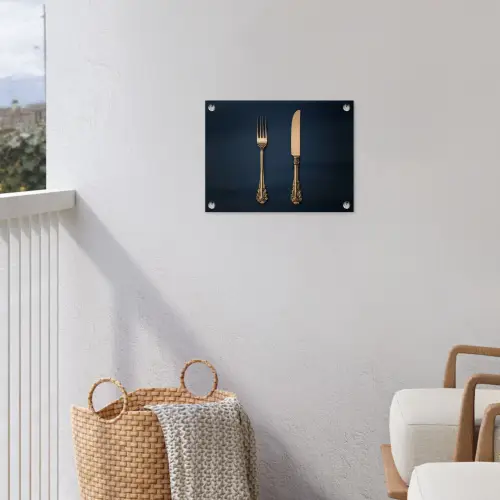 Bestek - Donkerblauw - Goud tuinposter los doek klein -sfeer8