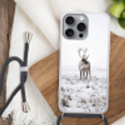 Rendier - Gewei - Sneeuw - Winter Hoesje iPhone 16 Pro Max met koord klein -sfeer4