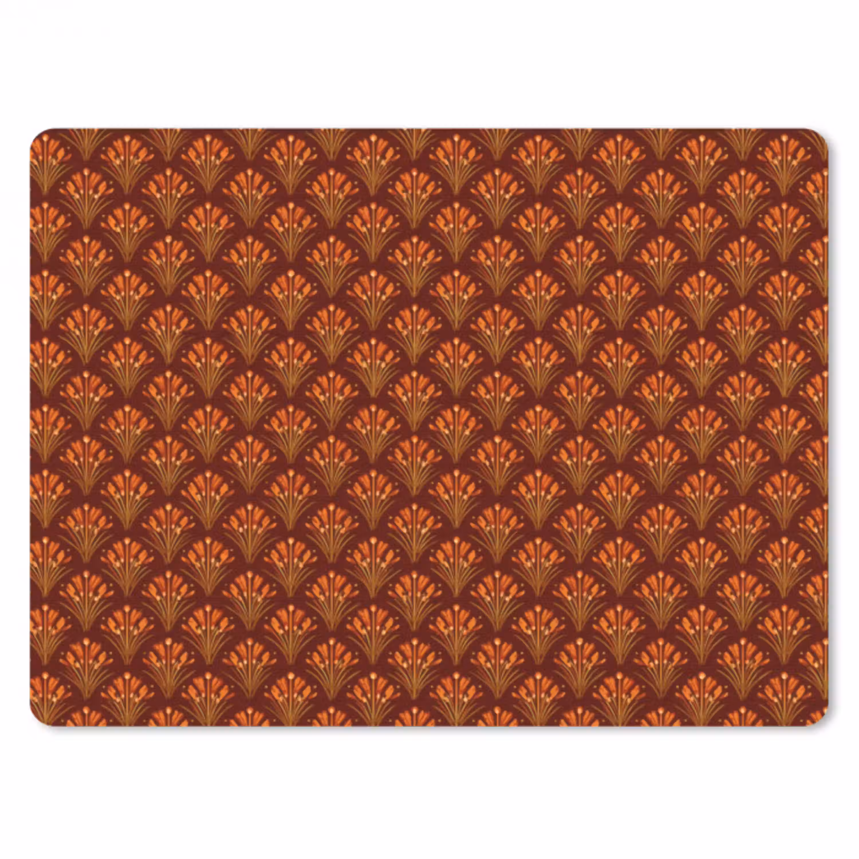 Waaiers - Art Deco - Botanisch - Roestbruin - Oranje muismat rubber klein 262 -3d