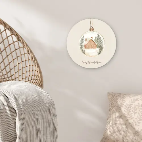 Quote - Winter - Kerst - Beige - Kerstbal Wandcirkel kunststof plaat 5mm dik klein -sfeer5
