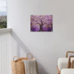 Levensboom - Boom - Paars - Goud - Modern tuinposter los doek klein -sfeer8