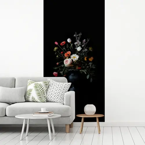 Bloemstuk - Vaas - Zwart fotobehang vinyl groot -woonkamer