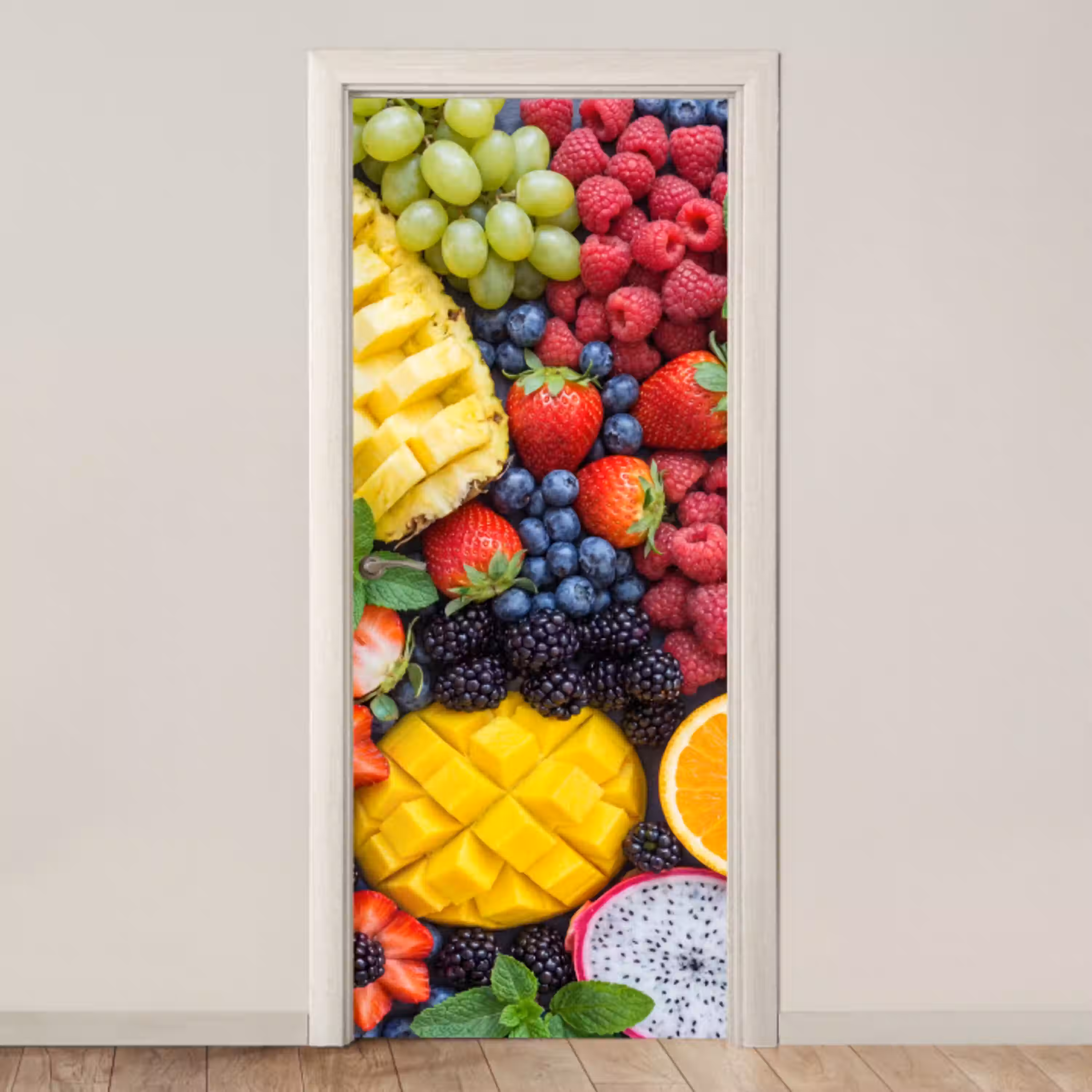 Fruit - Vers - Kleurrijk - Eten deurposter klein -3d_beige