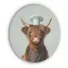 Schotse Hooglander - Bruin - Hoorns - Kokskleding Akoestische PET Vilt - Rond klein -3d