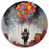Jongen - Ballonnen - Gebouwen - Kunst Wandcirkel kunststof plaat 5mm dik klein -3d