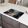 Winterdorp - Sneeuw - Donker Inductie beschermer vinyl 3mm klein -sfeer8