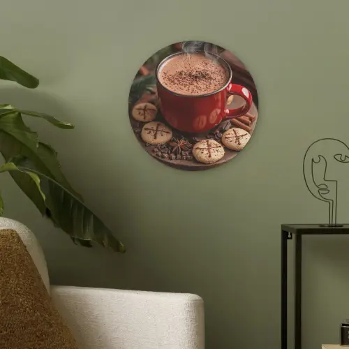 Chocolademelk - Mok - Winter - Kerst - Gezelligheid Akoestische PET Vilt - Rond klein -sfeer2