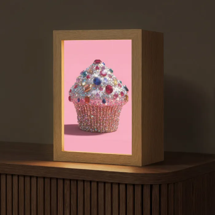 Cupcake - Kleurrijk - Edelstenen Light Box met kabel (Tafellamp) klein -z3d_website