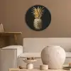 Ananas - Zwart - Goud - Luxe Akoestische PET Vilt - Rond klein -sfeer1