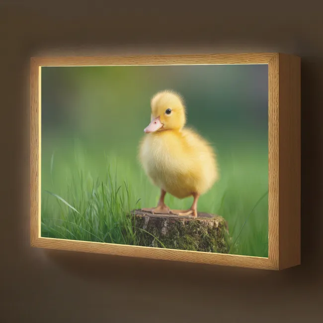 Lightbox - Wandlamp kinderkamer - Kuiken - Eend - Geel - Gras