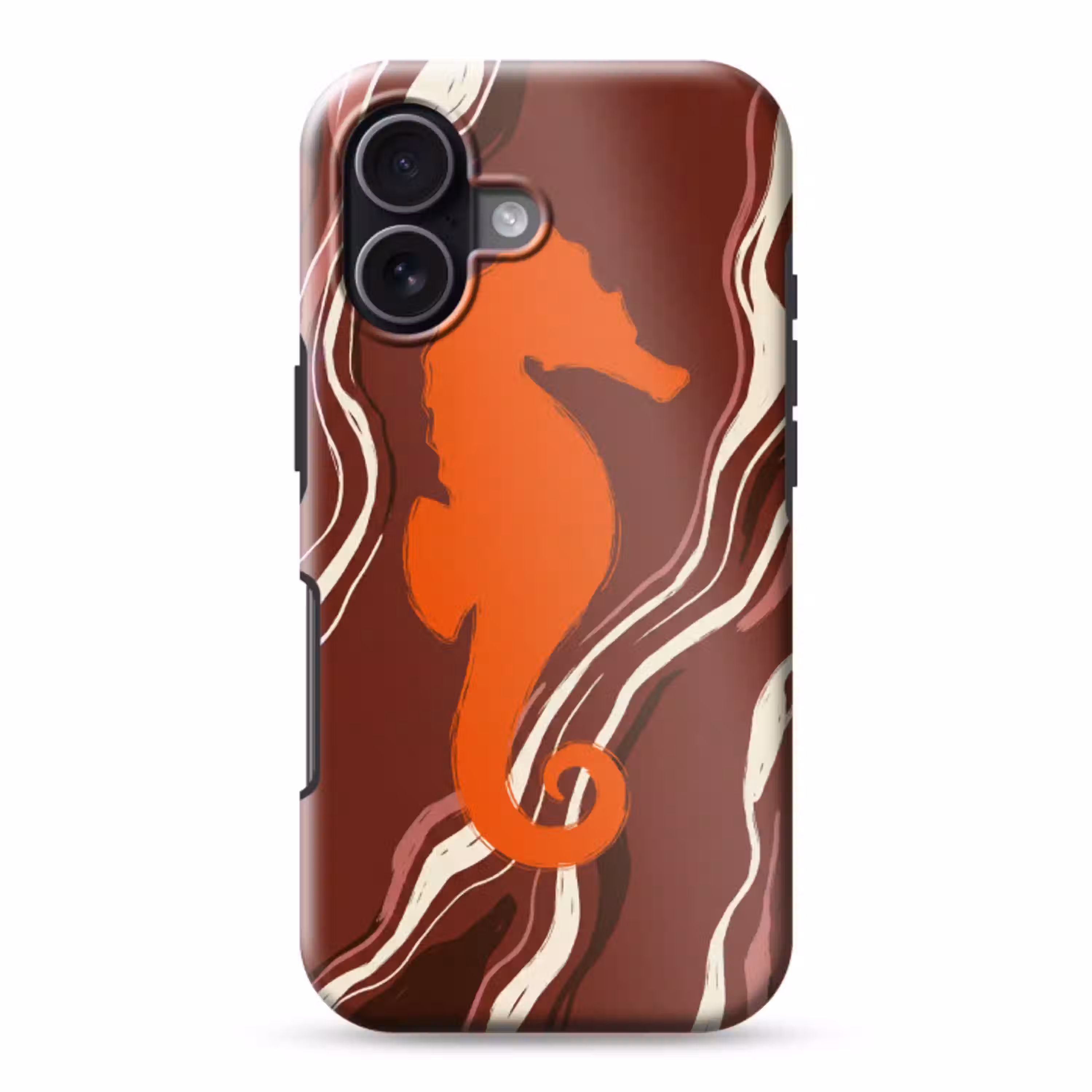 Zeepaardje - Golven - Zeeleven - Abstract - Oranje Toughcase MagSafe Apple iPhone 17 klein -3d
