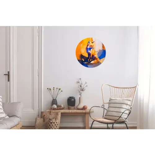 Vos - Oranje - Vormen - Abstract Wandcirkel aluminium klein -woonkamer