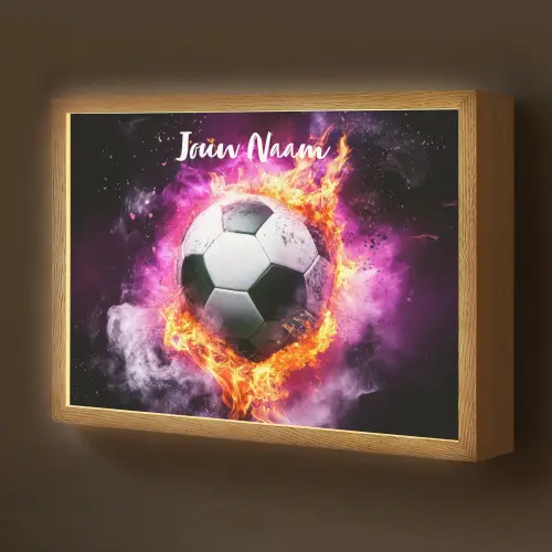 Voetbal - Roze - Vuur Light Box met batterij (Wandlamp kind) middel -z3d_website