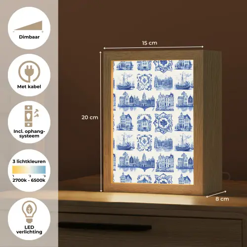 Huizen - Schepen - Blauw Light Box met kabel (Tafellamp) klein 925 -USP_NL