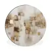 Abstracte vierkanten - Aardetonen - Mistig Wandcirkel aluminium klein -3d