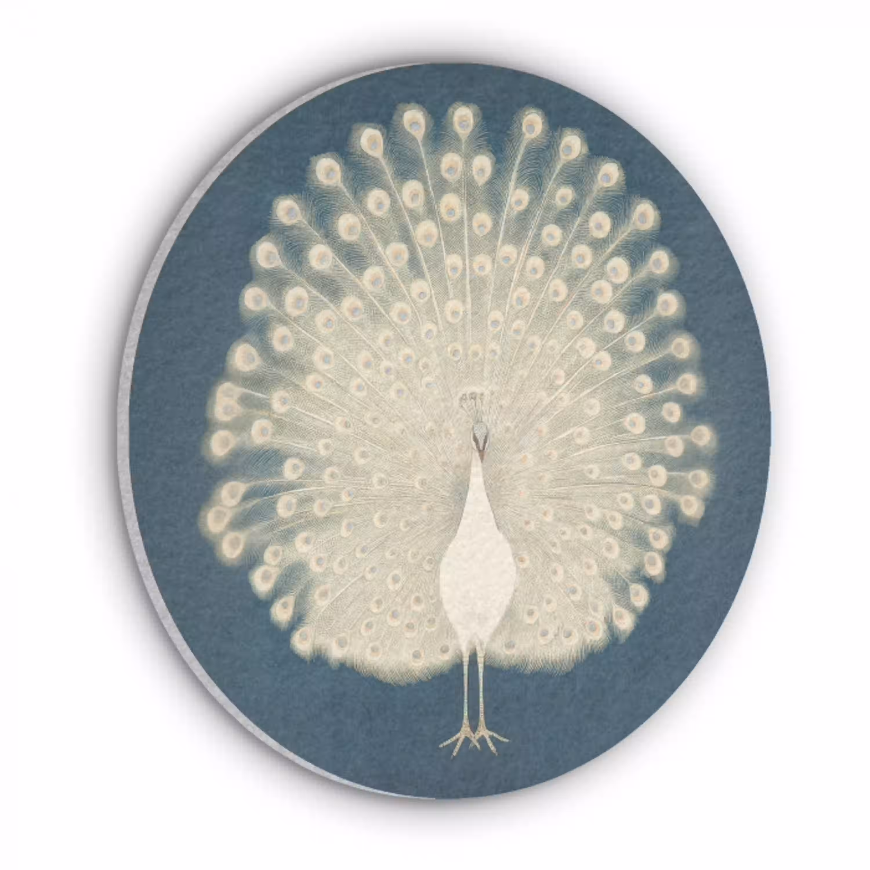 Vogel - Blauw - Vintage Akoestische PET Vilt - Rond klein -3d