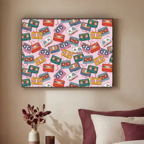 Cassette - Patroon - Roze Textielframe - compleet frame klein 947 -sfeer1