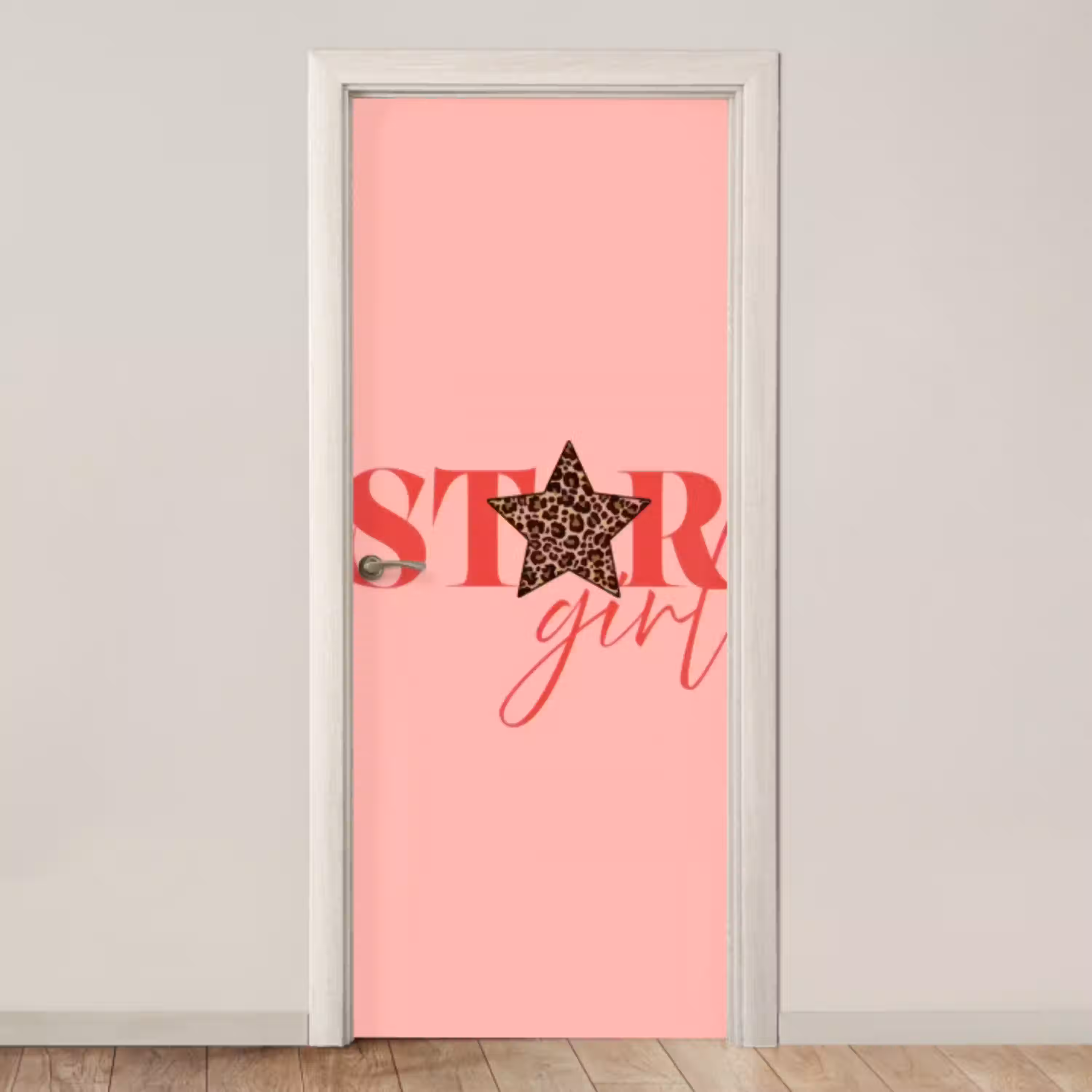 Star girl - Roze - Panter - Ster deurposter klein -3d_beige