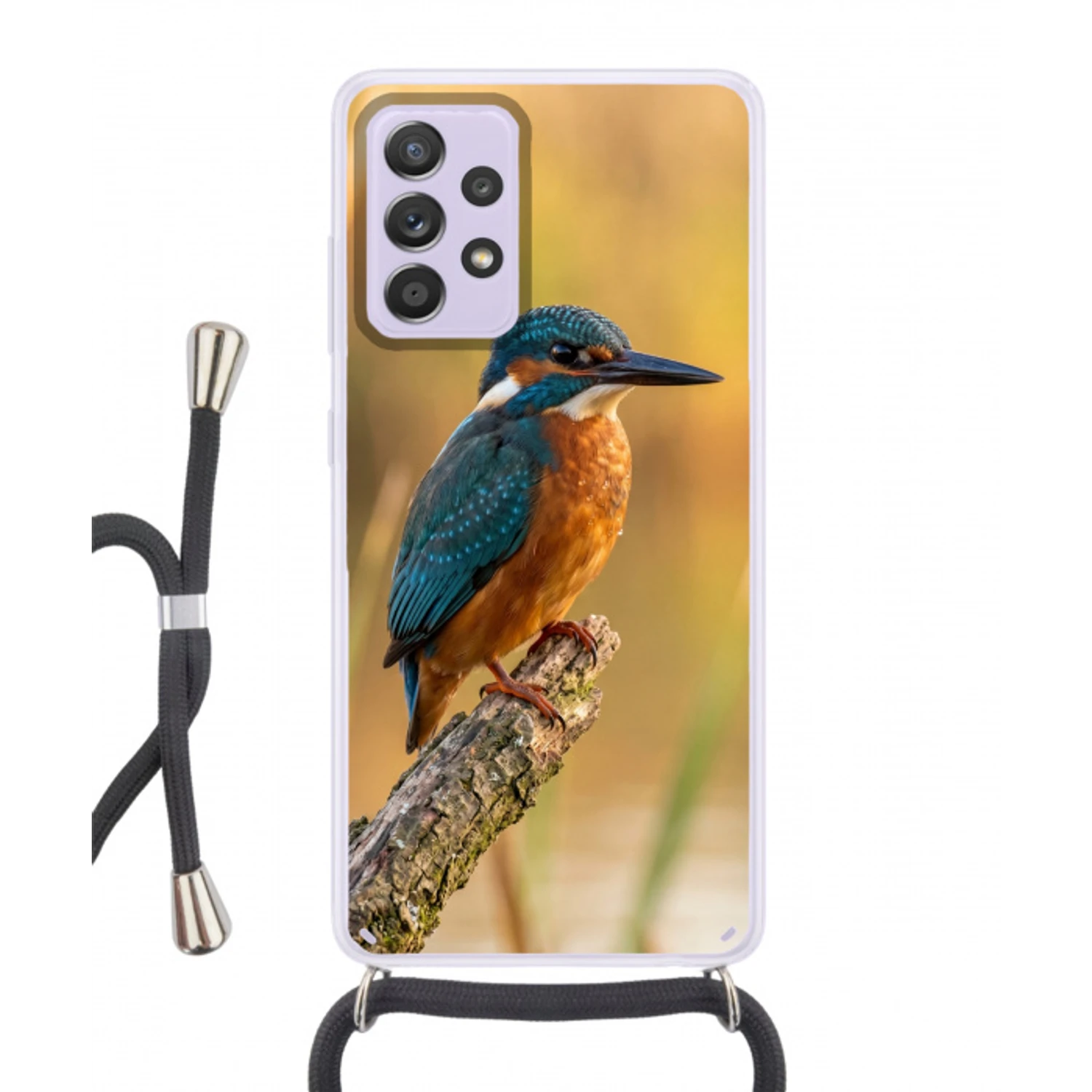 IJsvogel - Tak - Water - Kleurrijk - Levendig Hoesje Samsung Galaxy A52 5G met koord klein -3d
