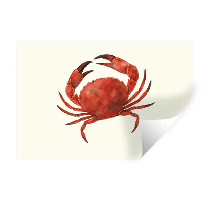 Krab - Felrood - Poten Muursticker klein -3d