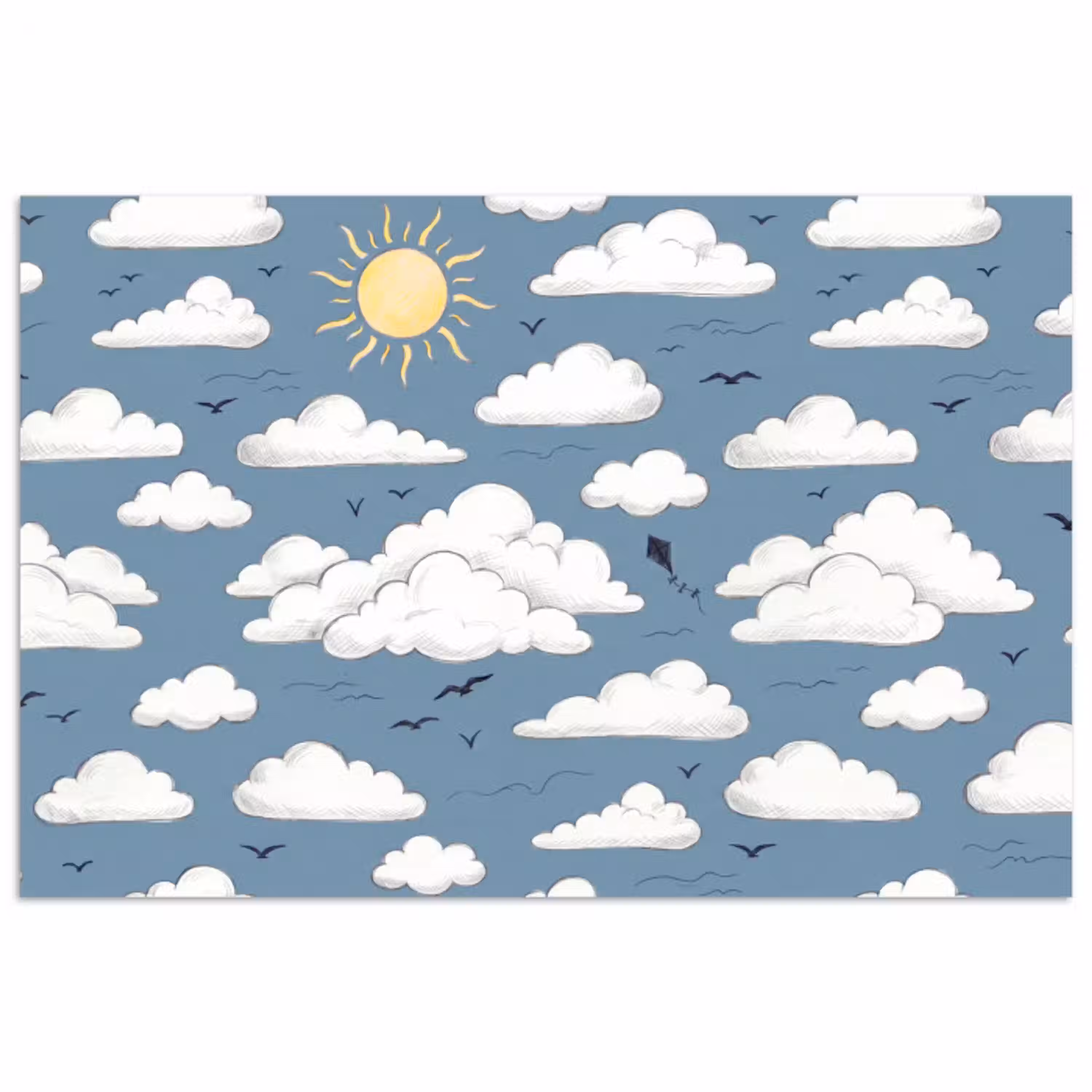 Lucht - Zon - Wolken - Natuur - Blauw poster papier klein -3d