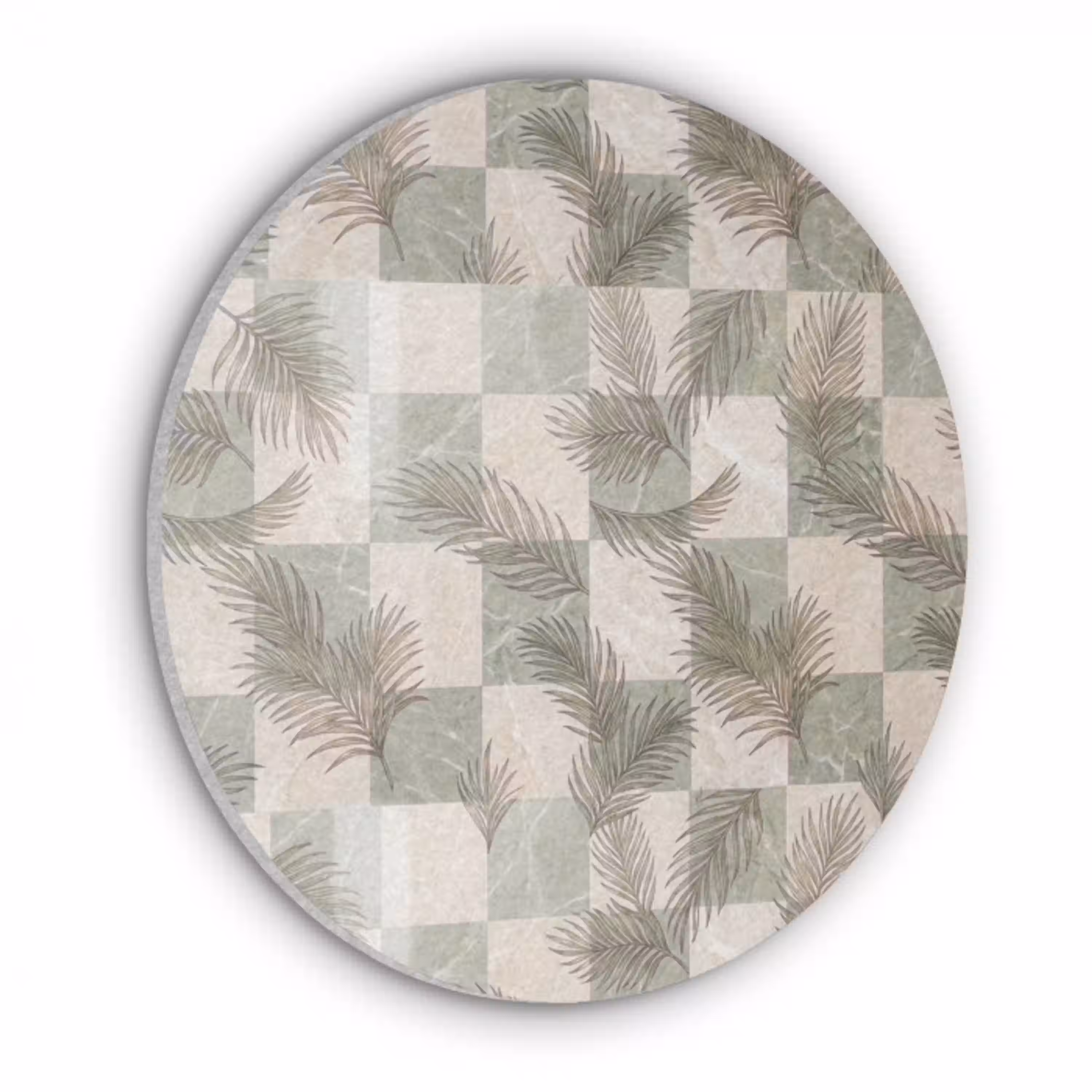Planten - Bladeren - Marmer - Modern - Groen Akoestische PET Vilt - Rond klein -3d