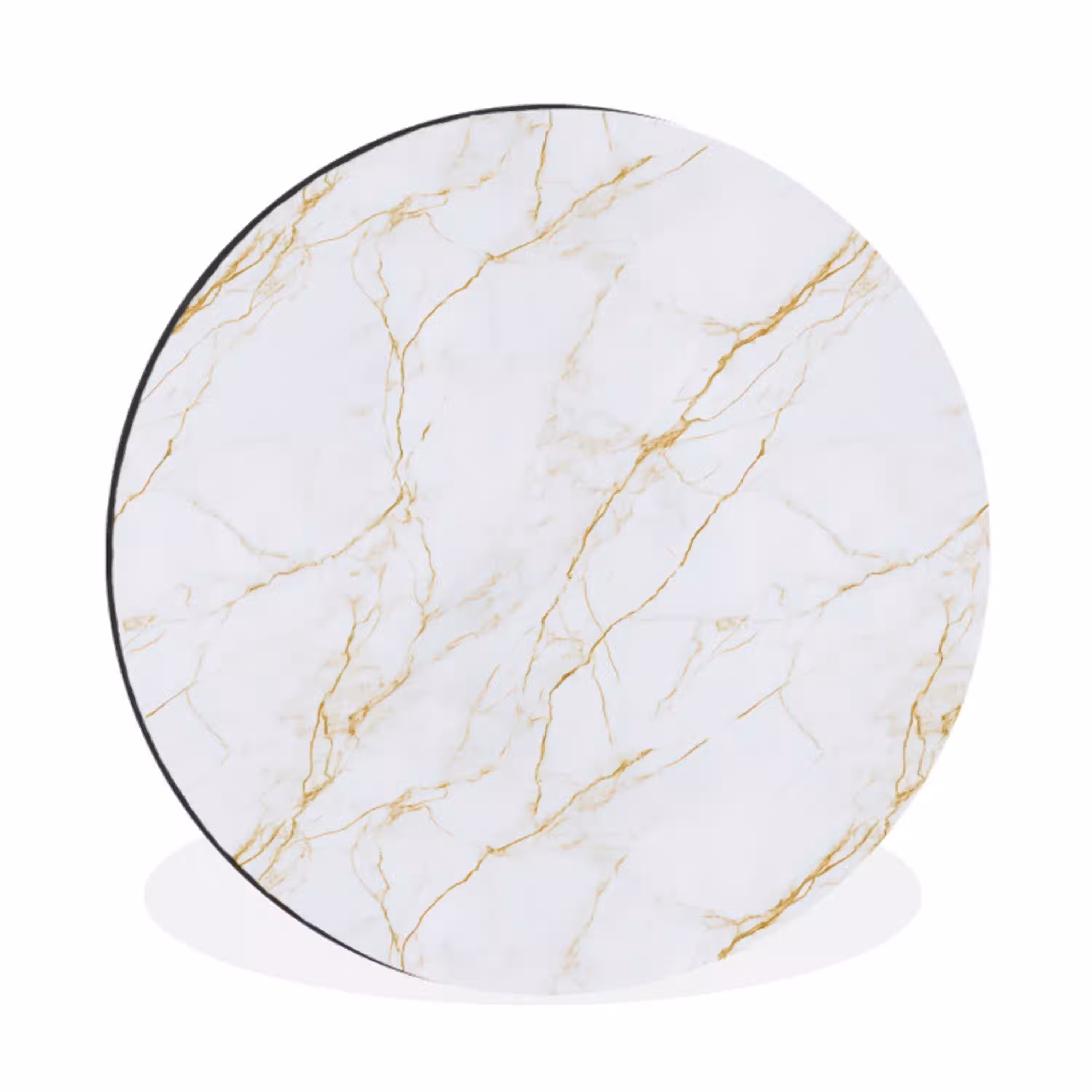 Wit - Marmer - Goud - Luxueus Wandcirkel aluminium klein 190 -3d